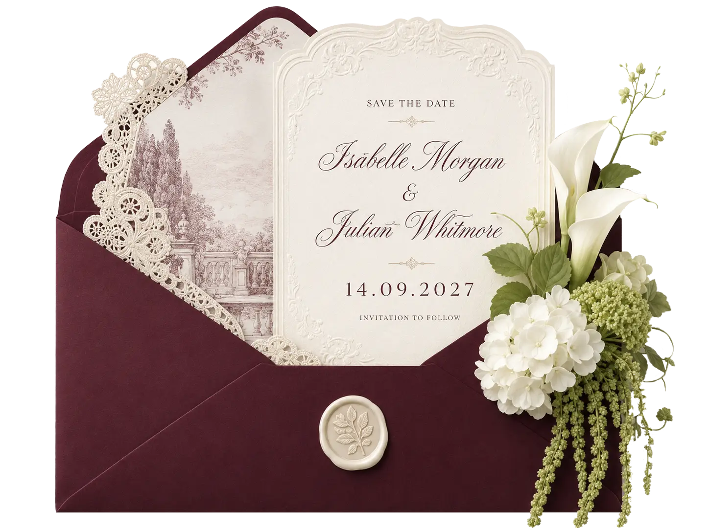 Digital wedding invitation on a phone